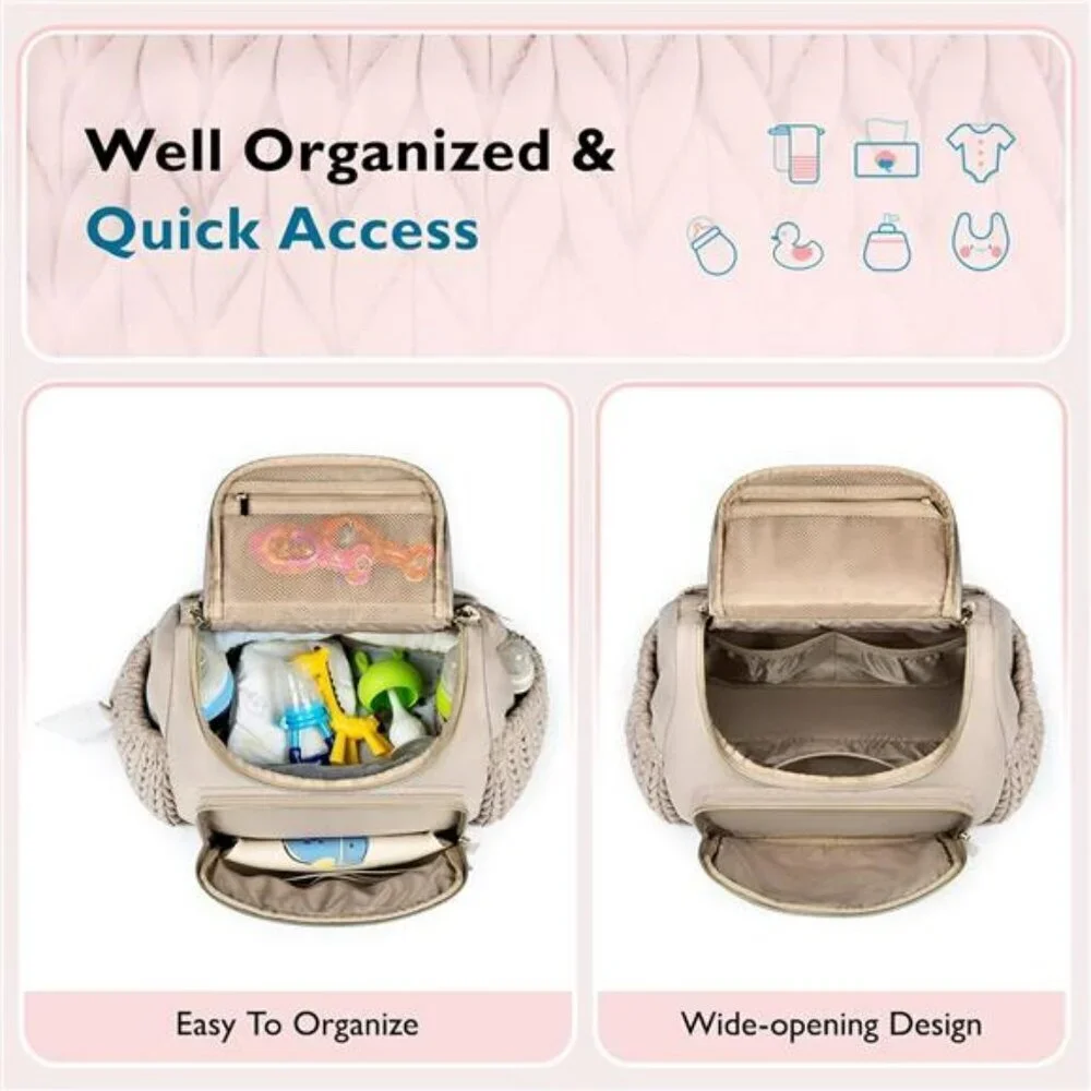 Mommore Diaper Backpack Baby Bag with Insulated Pockets Stroller Straps Pad
